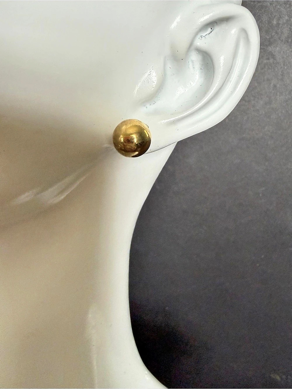 Vintage Gold Ball Stud Earrings Round Dome Pierced Retro Costume Jewelry